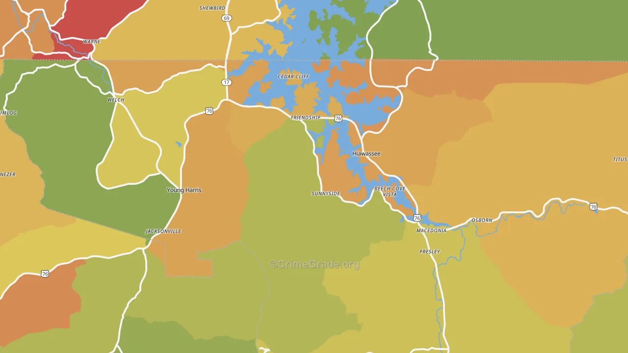 Towns County, GA Map of Drug-Related Crime Rates