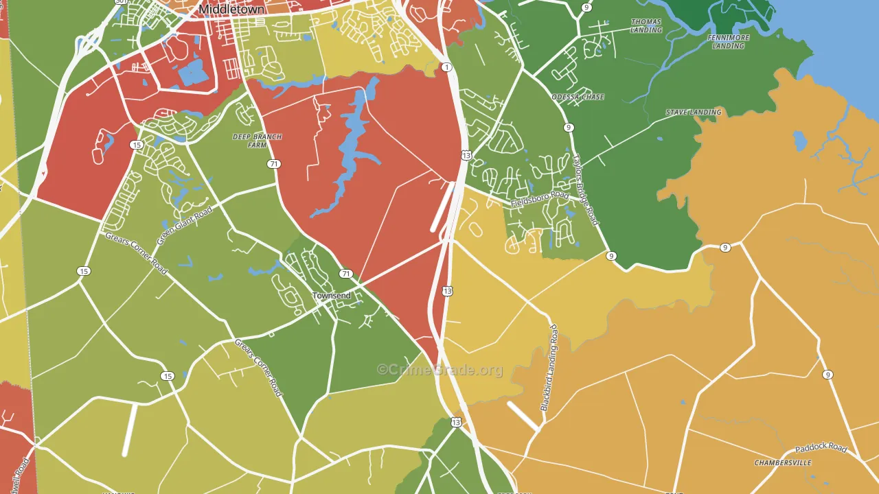 Townsend, DE Map of Drug-Related Crime Rates