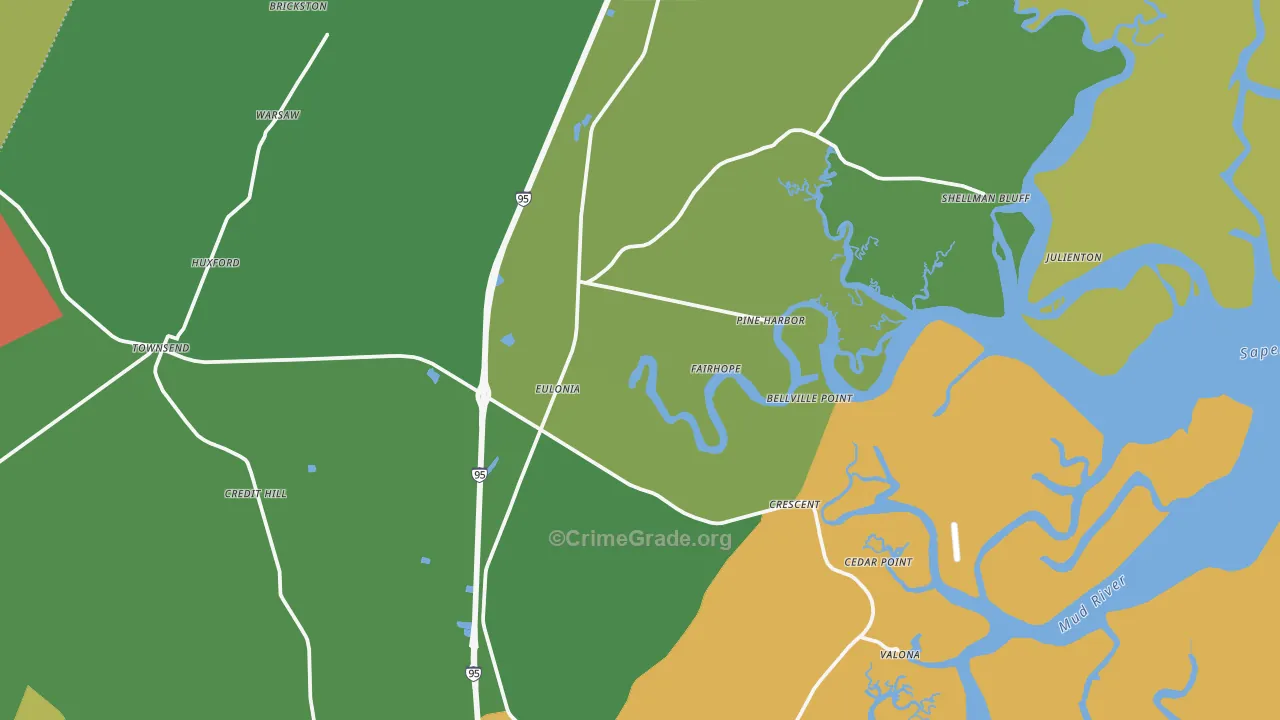 Townsend, GA Map of Drug-Related Crime Rates