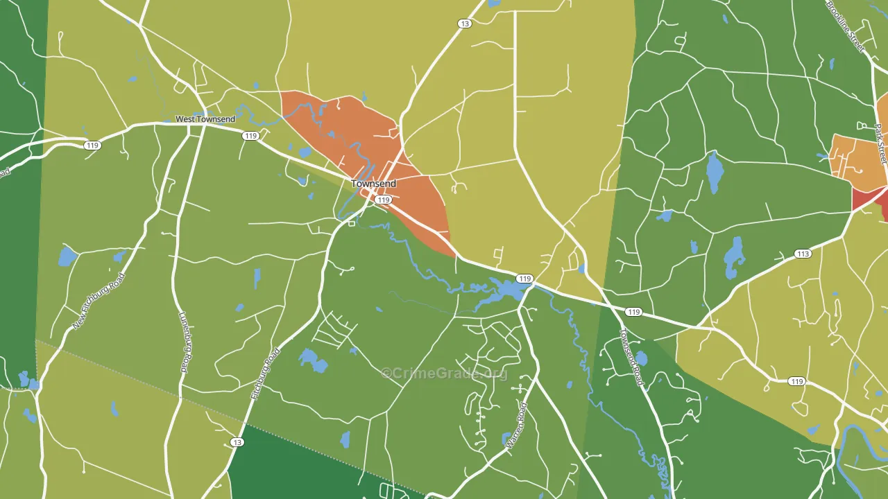 Townsend, MA Map of Drug-Related Crime Rates