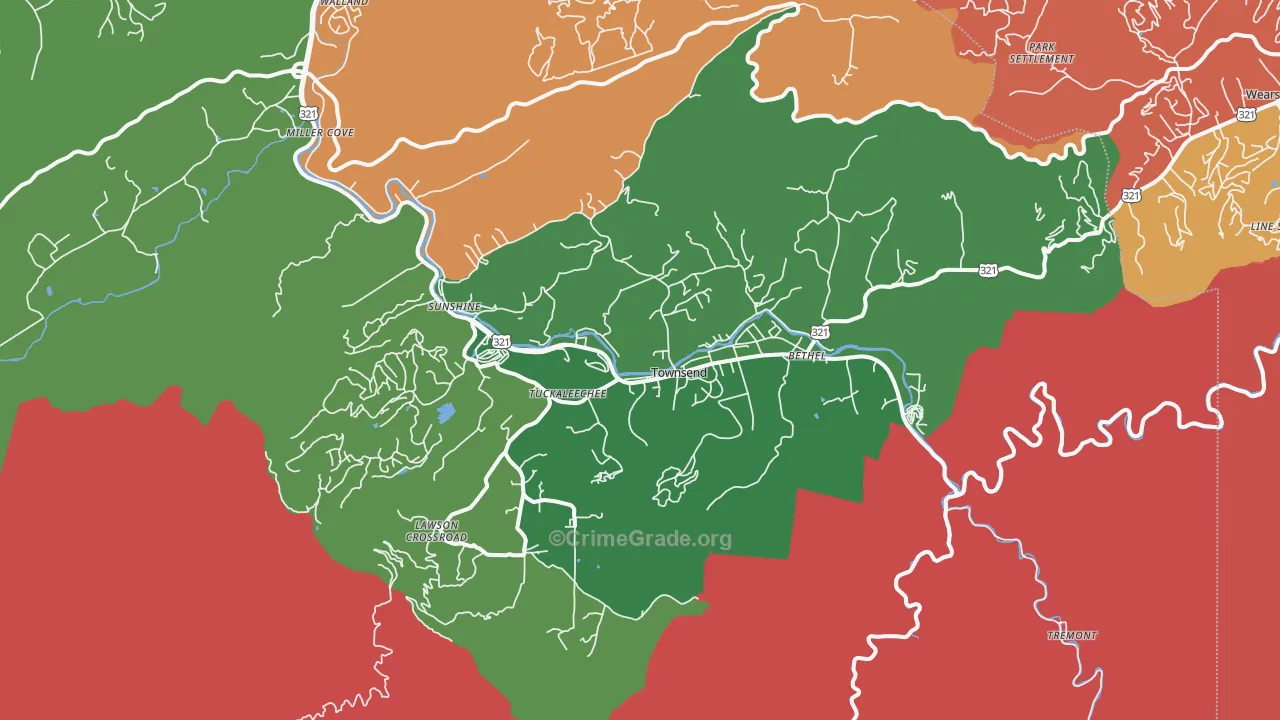Townsend, TN Map of Drug-Related Crime Rates