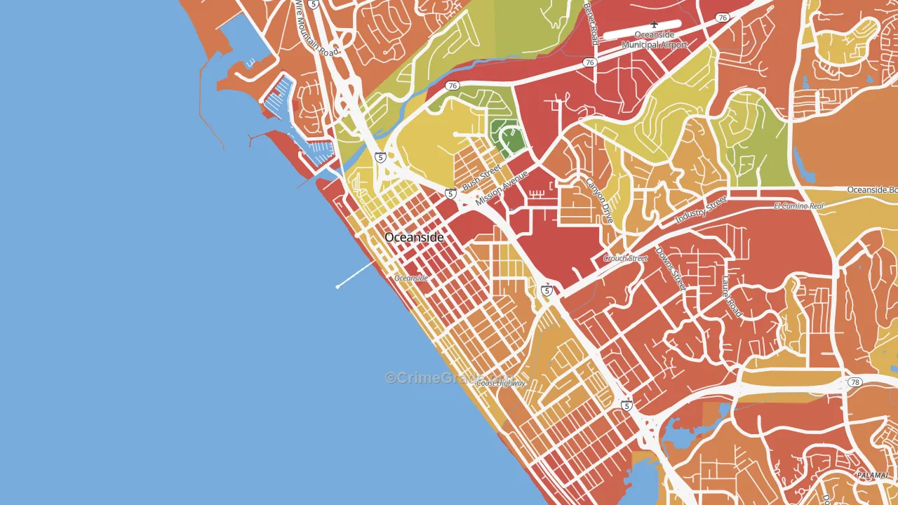 Townsite, Oceanside, CA Map of Drug-Related Crime Rates