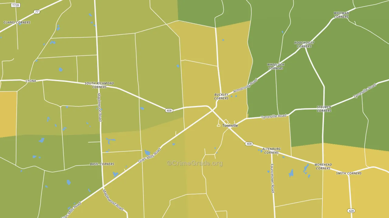 Townville, PA Map of Drug-Related Crime Rates