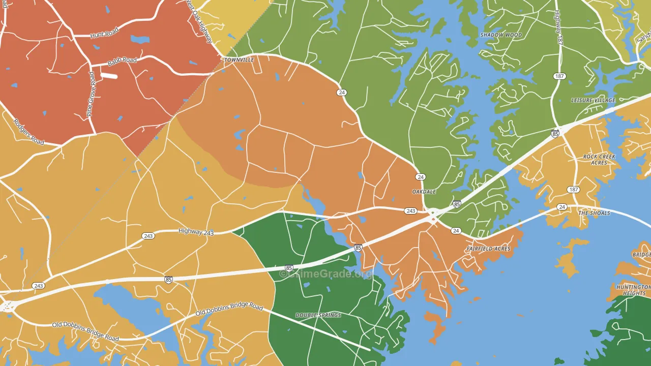 Townville, SC Map of Drug-Related Crime Rates