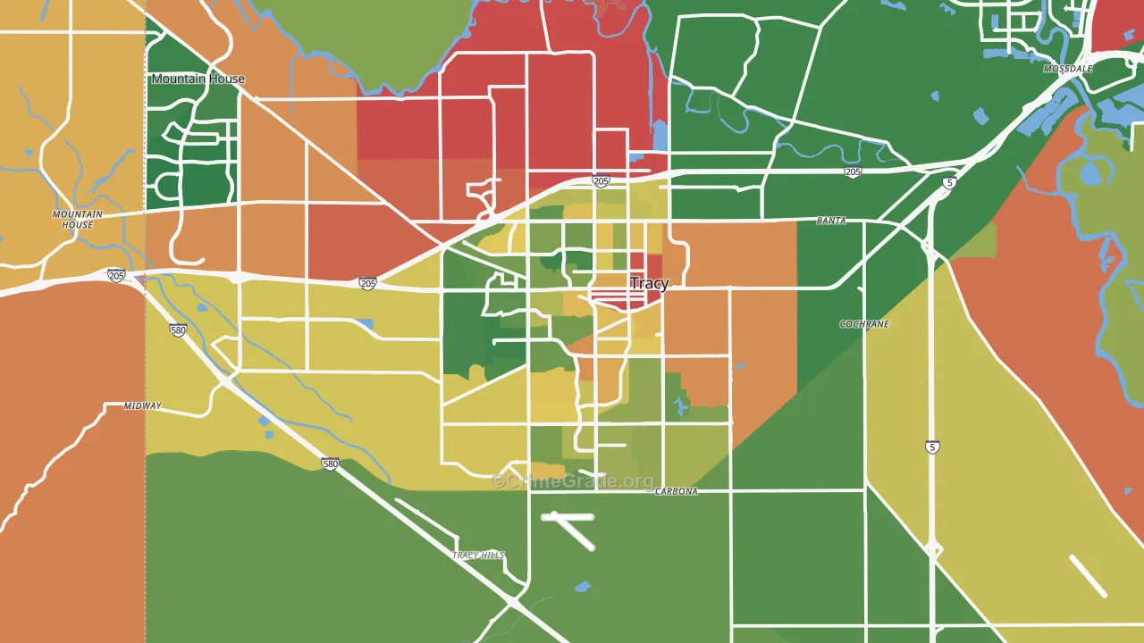 Tracy, CA Map of Drug-Related Crime Rates