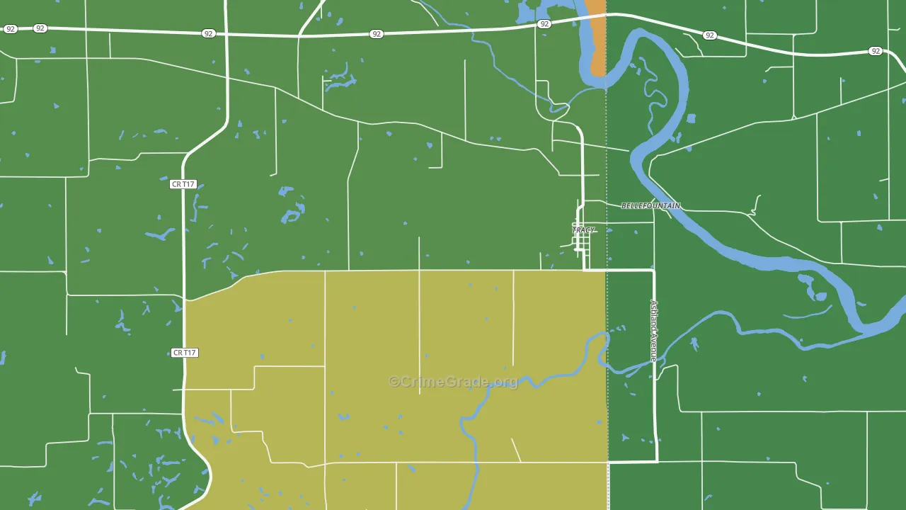 Tracy, IA Map of Drug-Related Crime Rates