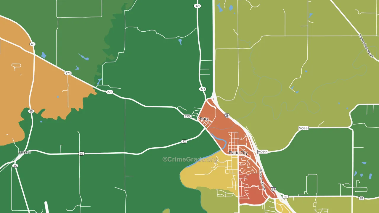 Tracy, MO Map of Drug-Related Crime Rates