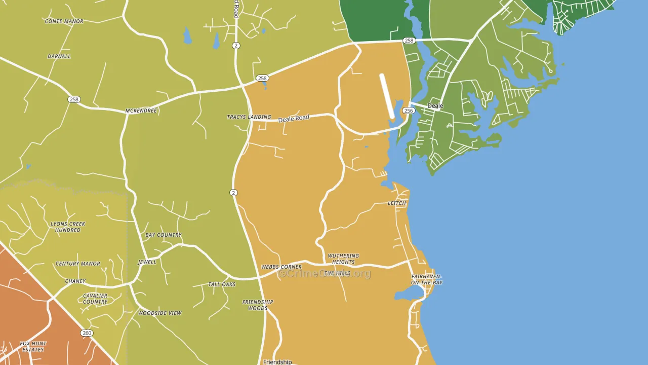 Tracys Landing, MD Map of Drug-Related Crime Rates