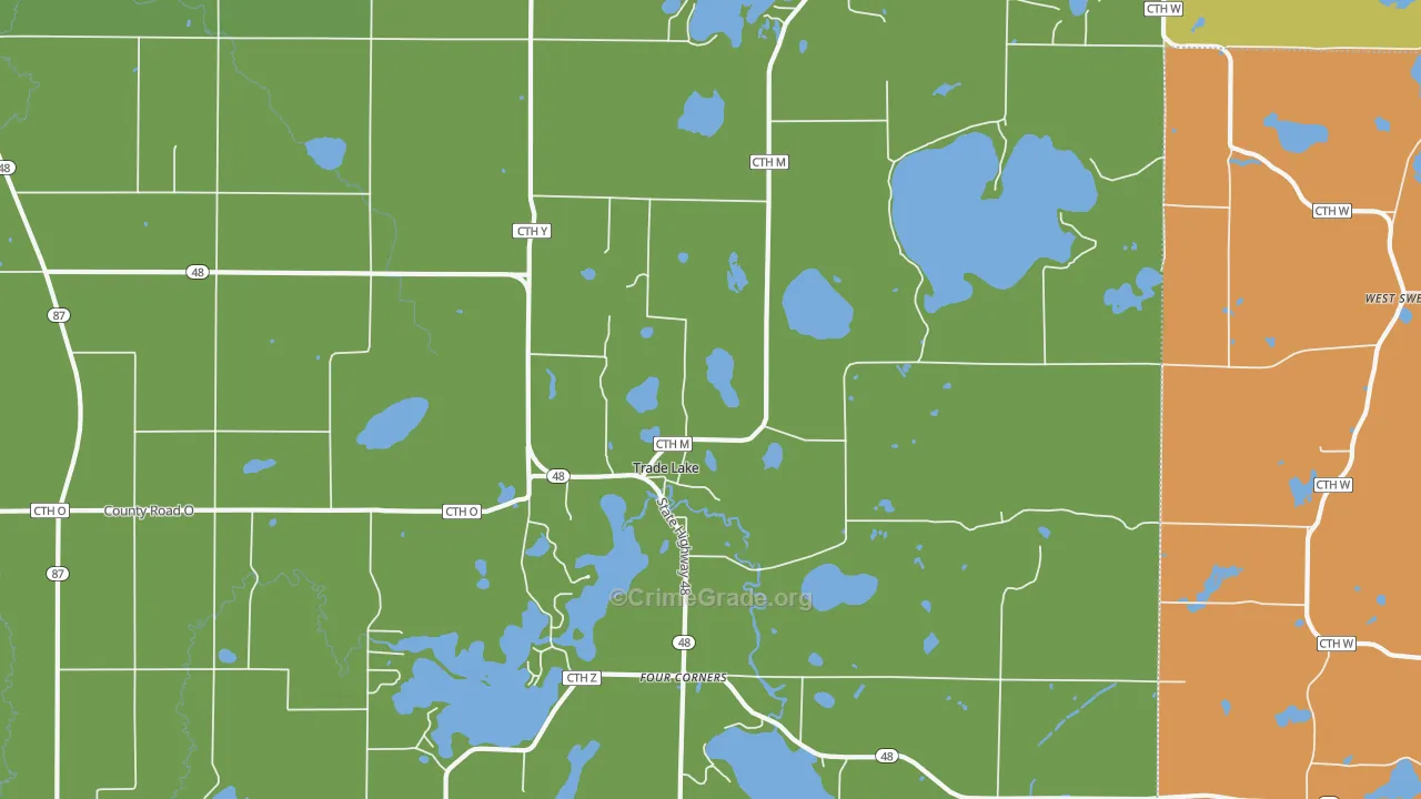 Trade Lake, WI Map of Drug-Related Crime Rates