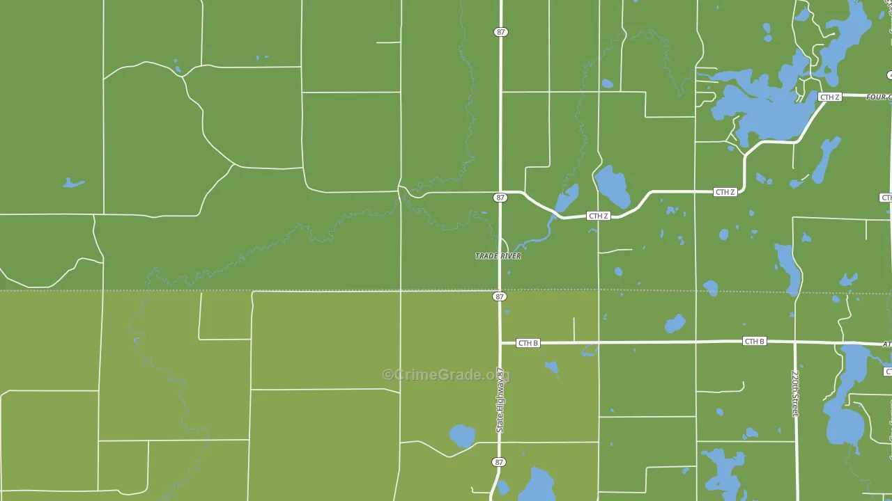 Trade River, WI Map of Drug-Related Crime Rates