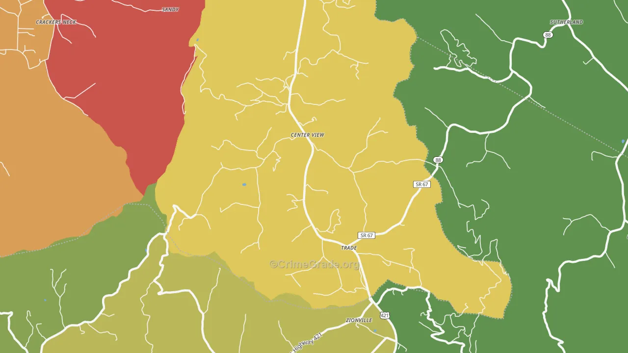 Trade, TN Map of Drug-Related Crime Rates