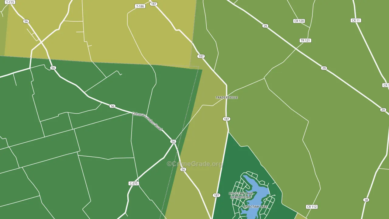 Tradersville, OH Map of Drug-Related Crime Rates