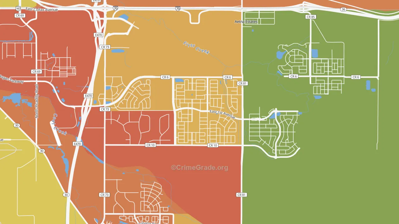 Traditions, Aurora, CO Map of Drug-Related Crime Rates