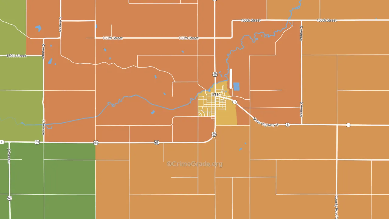 Traer, IA Map of Drug-Related Crime Rates