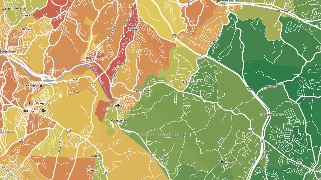 Trafford, PA Map of Drug-Related Crime Rates