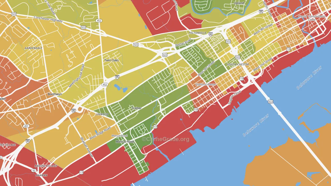 Trainer, PA Map of Drug-Related Crime Rates