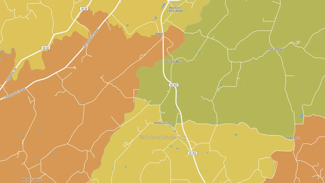 Tranquillity, TN Map of Drug-Related Crime Rates