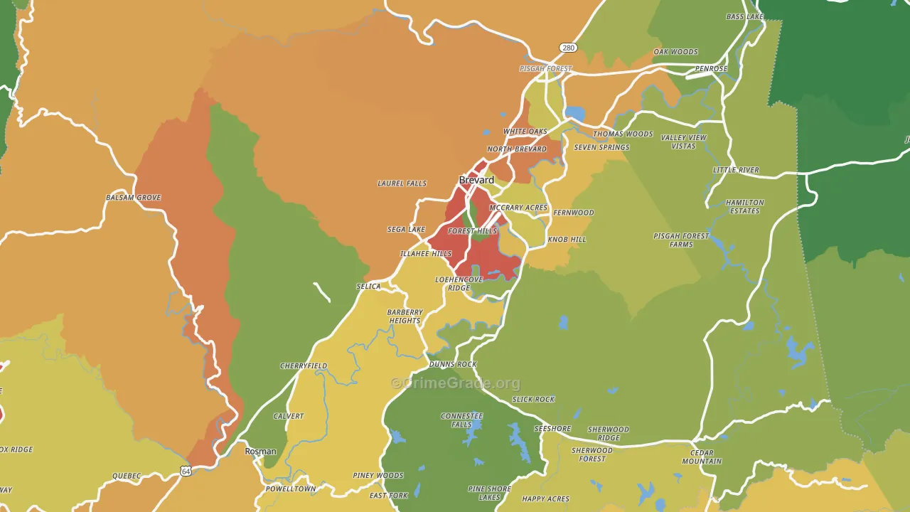 Transylvania County, NC Map of Drug-Related Crime Rates
