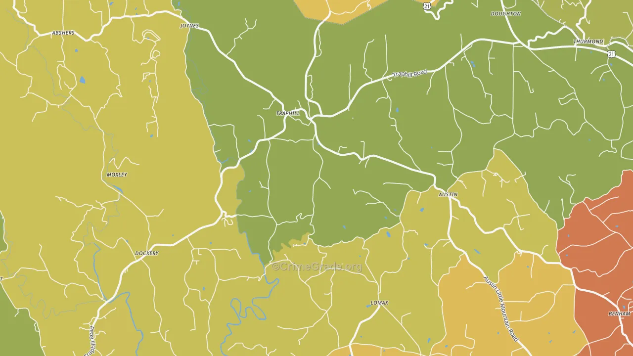 Traphill, NC Map of Drug-Related Crime Rates