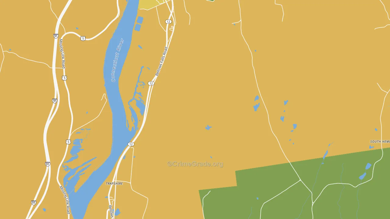 Trapshire, NH Map of Drug-Related Crime Rates
