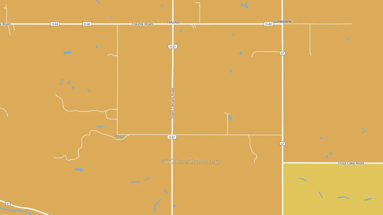 Traunik, MI Map of Drug-Related Crime Rates