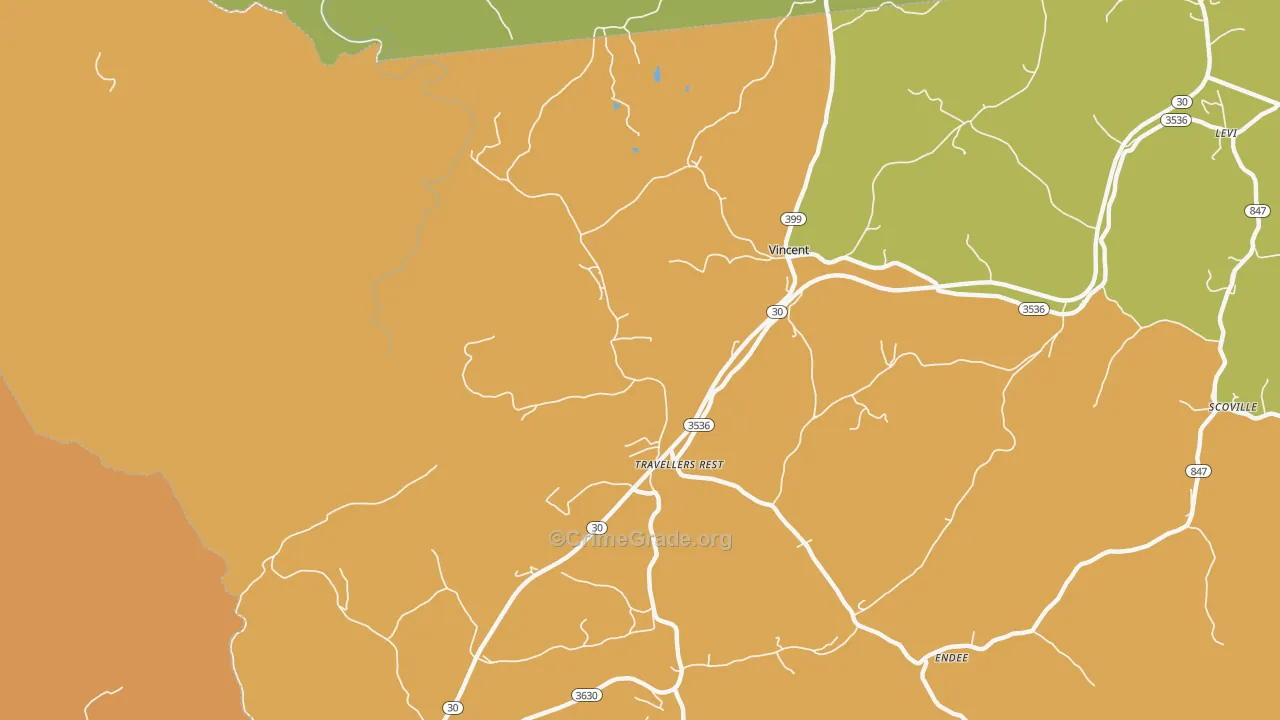 Travellers Rest, KY Map of Drug-Related Crime Rates