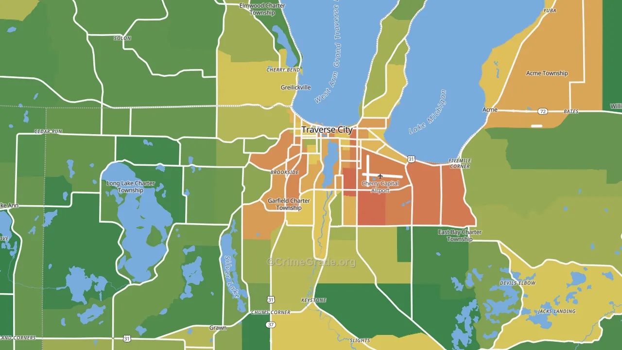 Traverse City, MI Map of Drug-Related Crime Rates