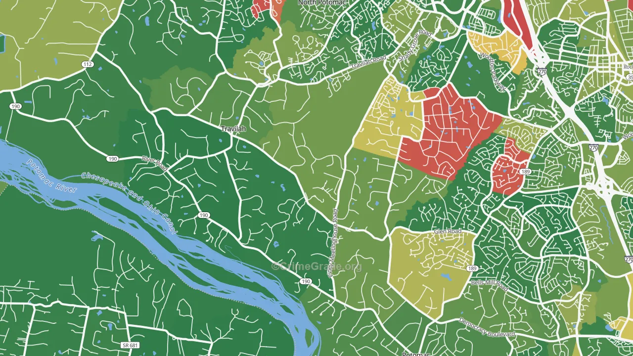 Travilah, MD Map of Drug-Related Crime Rates
