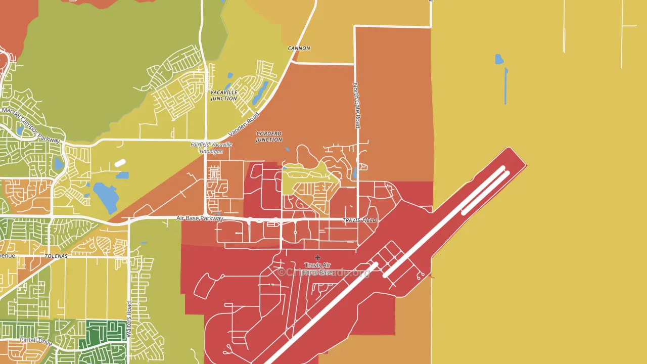 Travis Afb, CA Map of Drug-Related Crime Rates