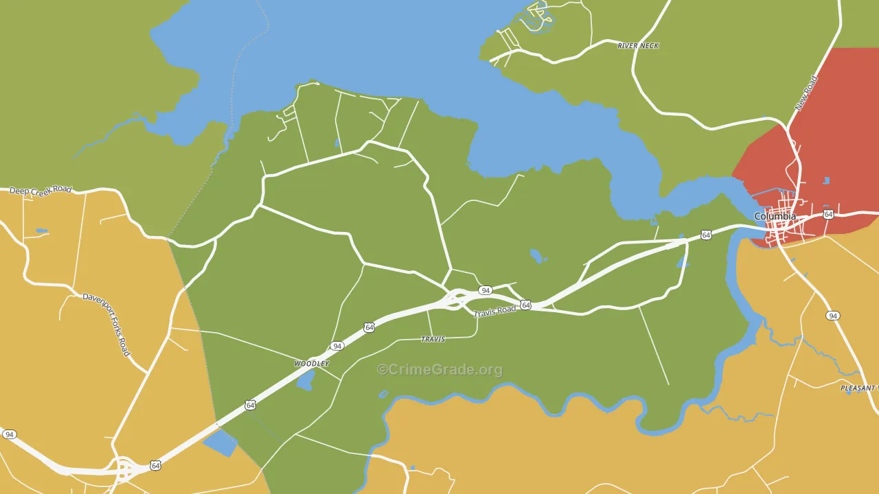 Travis, NC Map of Drug-Related Crime Rates