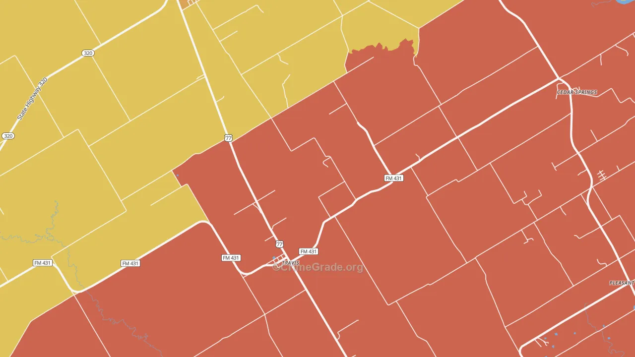 Travis, TX Map of Drug-Related Crime Rates