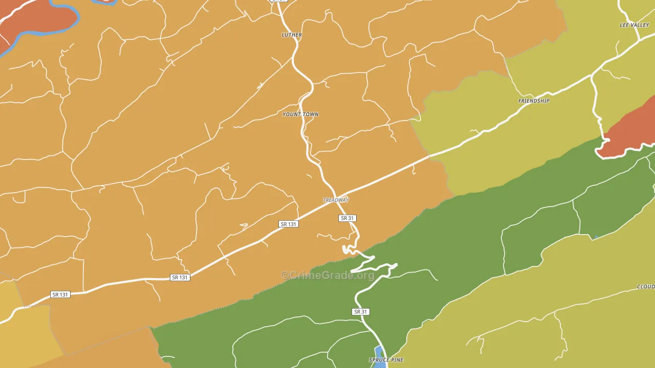 Treadway, TN Map of Drug-Related Crime Rates