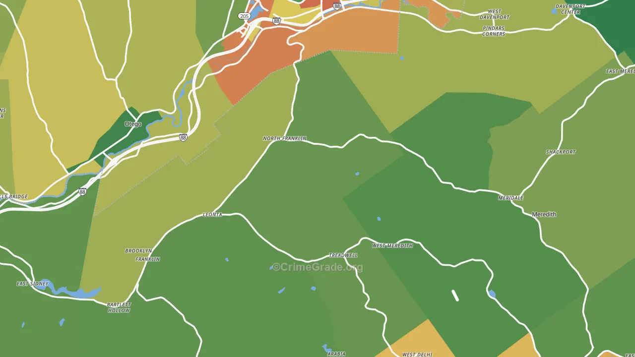 Treadwell, NY Map of Drug-Related Crime Rates