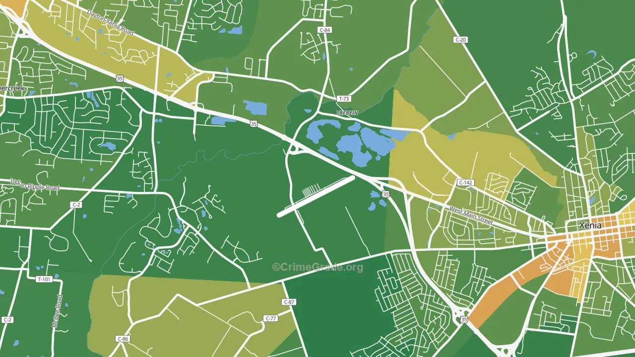 Trebeins, OH Map of Drug-Related Crime Rates