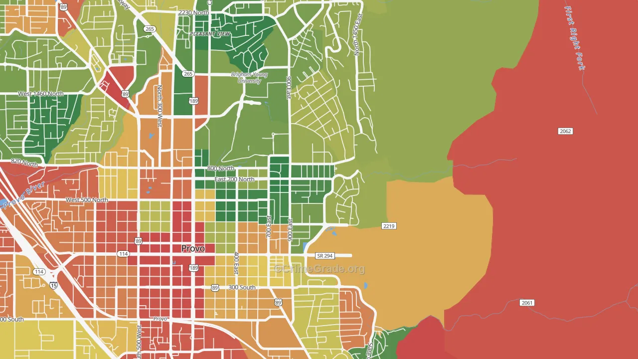 Tree Streets, Provo, UT Map of Drug-Related Crime Rates