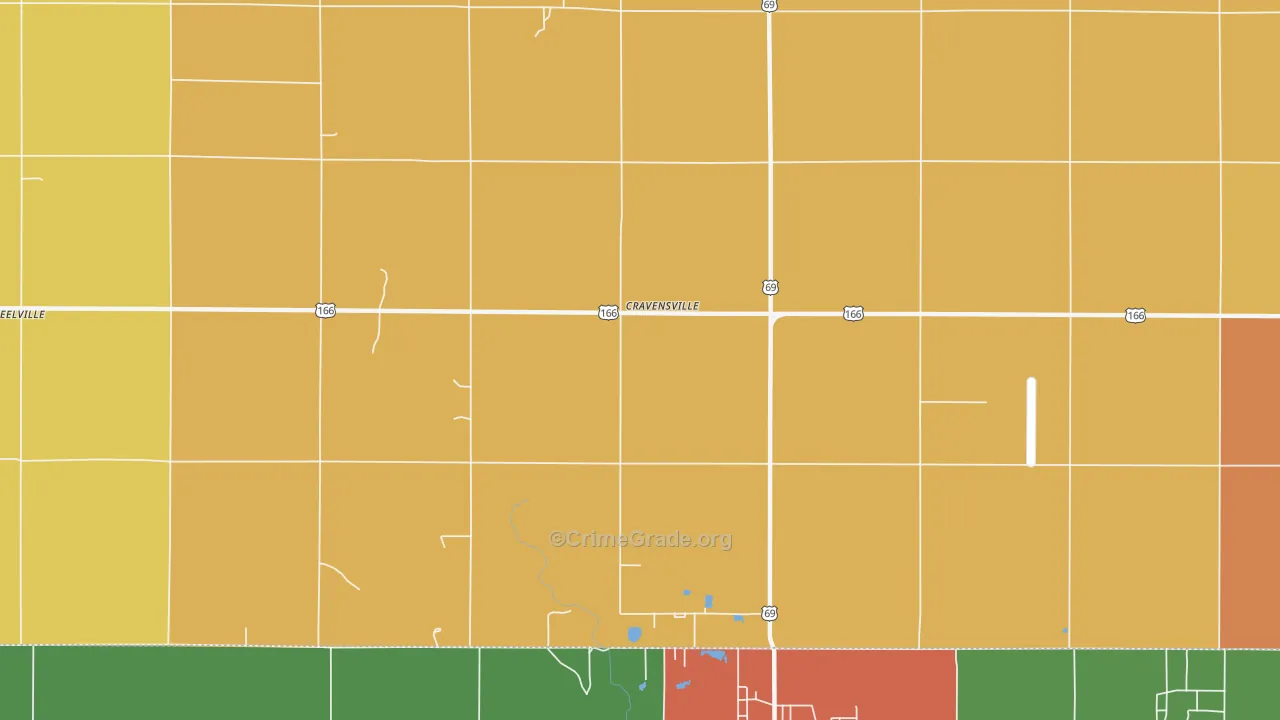 Treece, KS Map of Drug-Related Crime Rates