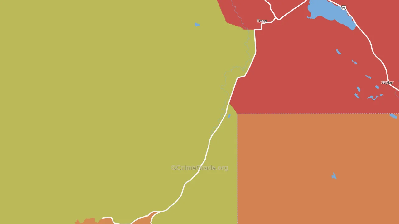 Trego, MT Map of Drug-Related Crime Rates