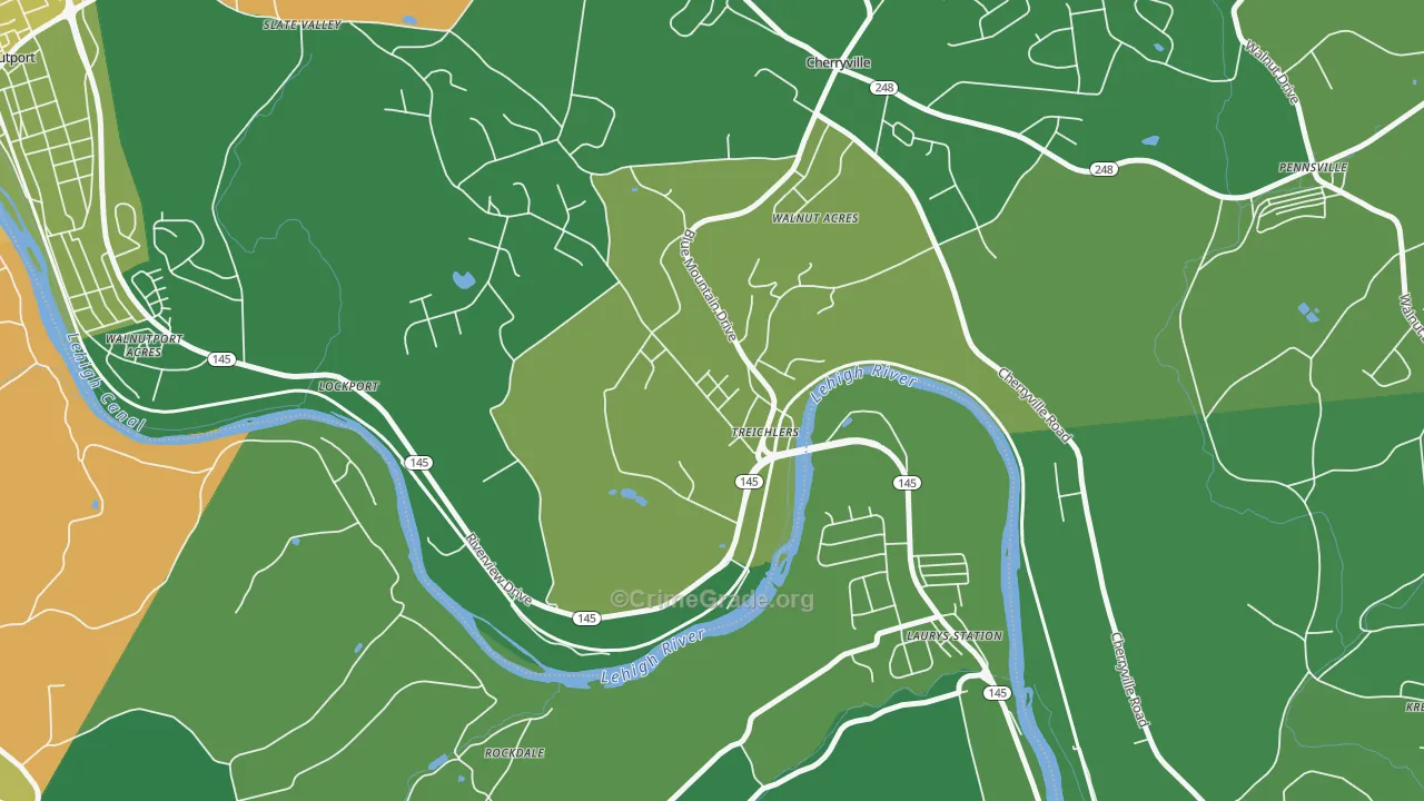 Treichlers, PA Map of Drug-Related Crime Rates