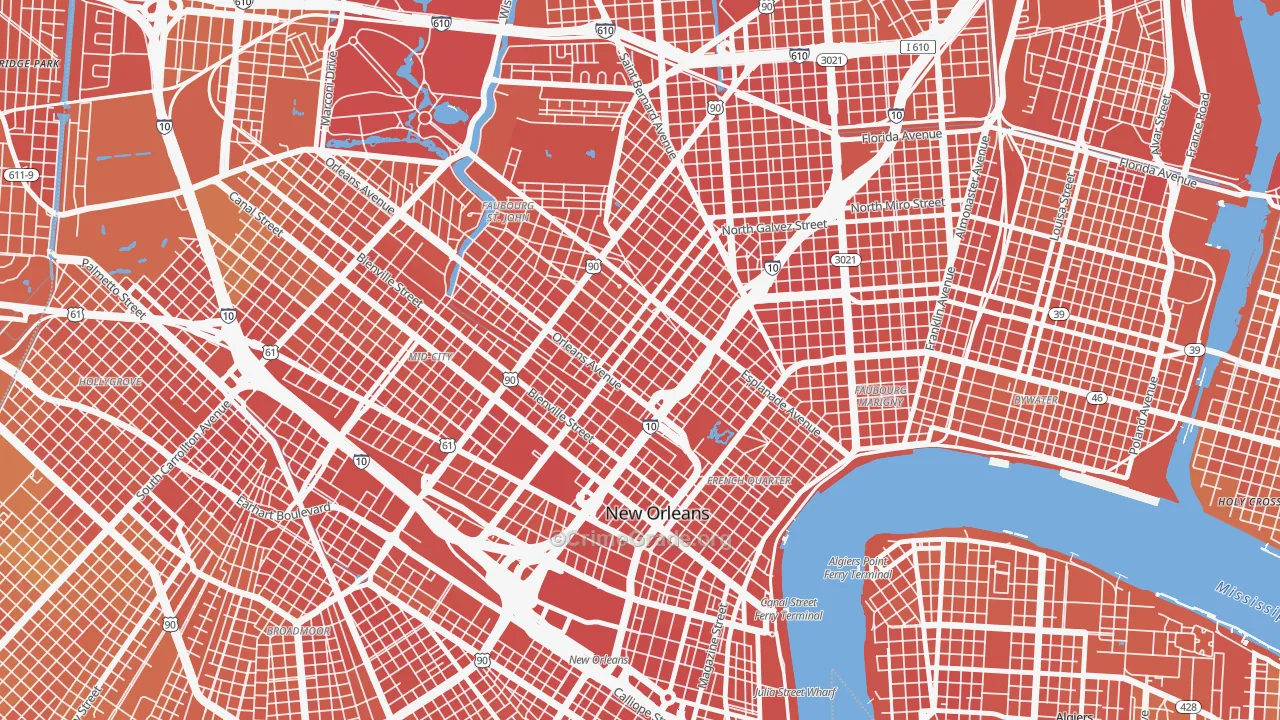 Treme' Lafitte, New Orleans, LA Map of Drug-Related Crime Rates