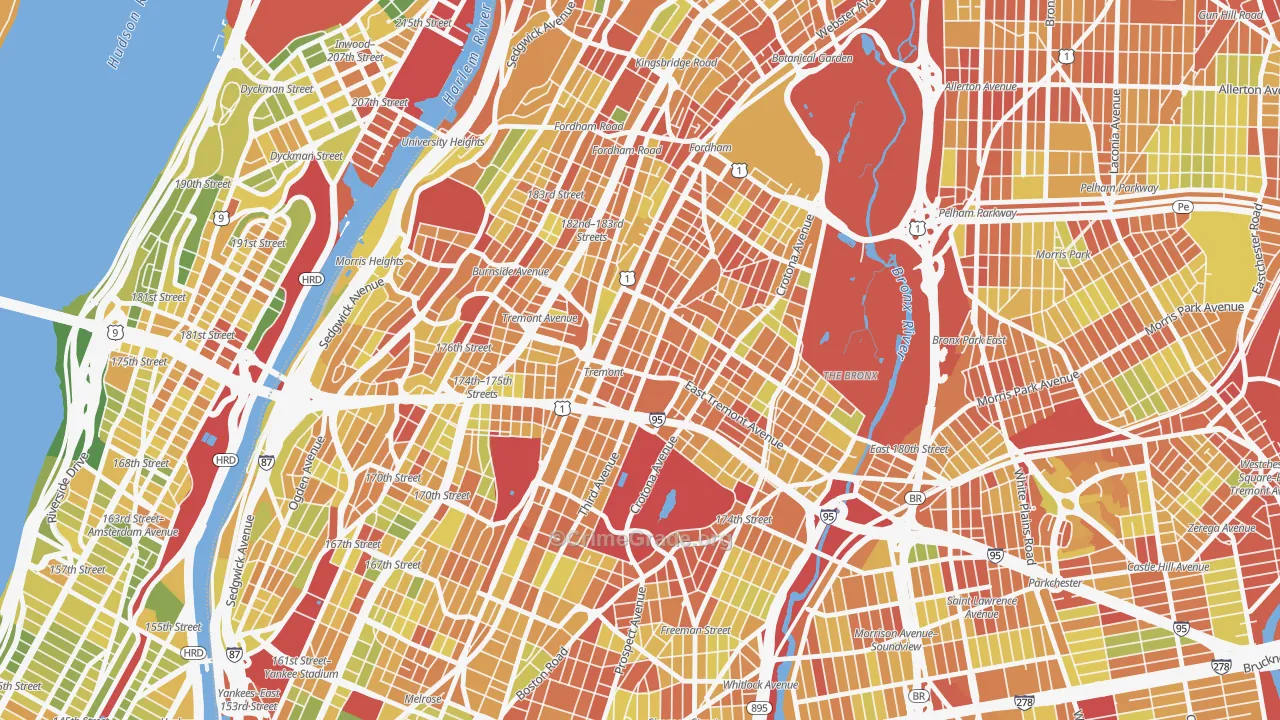 Tremont, Bronx, NY Map of Drug-Related Crime Rates