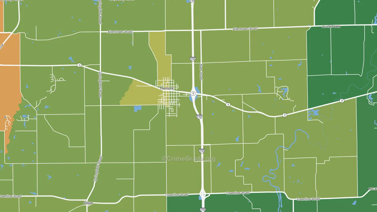 Tremont, IL Map of Drug-Related Crime Rates