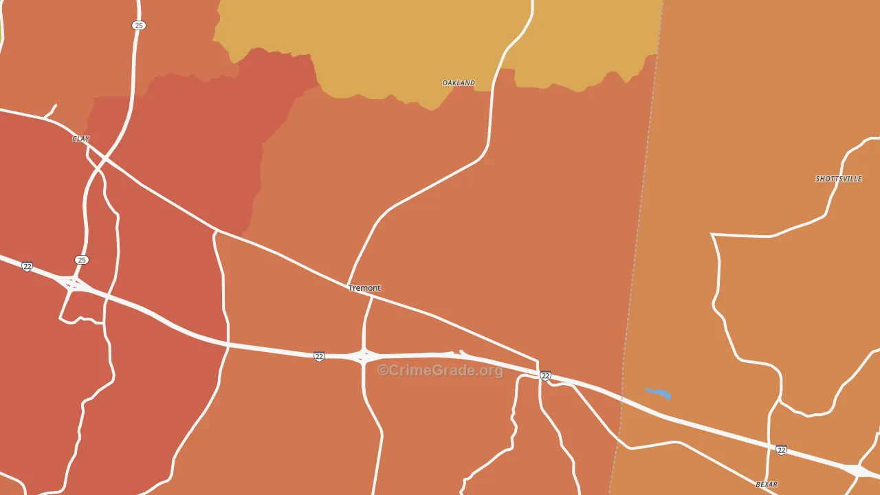 Tremont, MS Map of Drug-Related Crime Rates