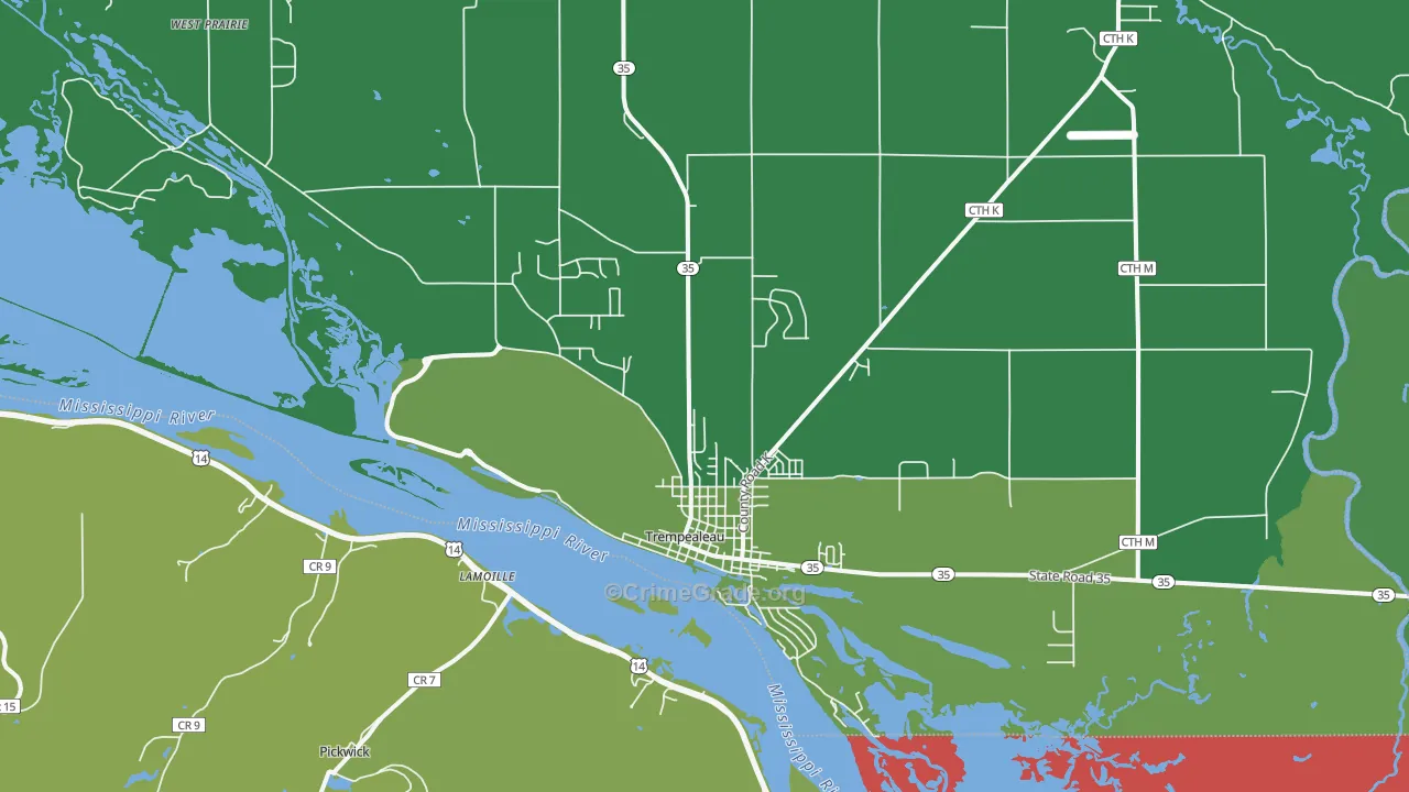 Trempealeau, WI Map of Drug-Related Crime Rates