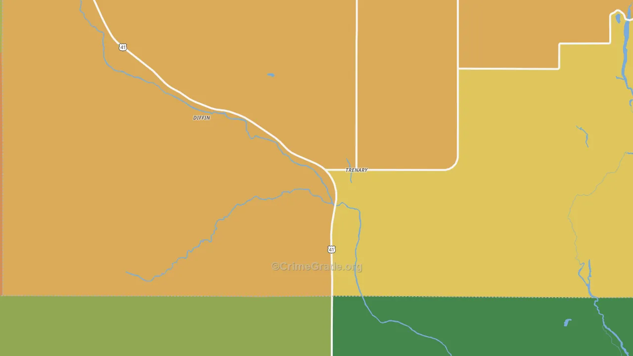 Trenary, MI Map of Drug-Related Crime Rates
