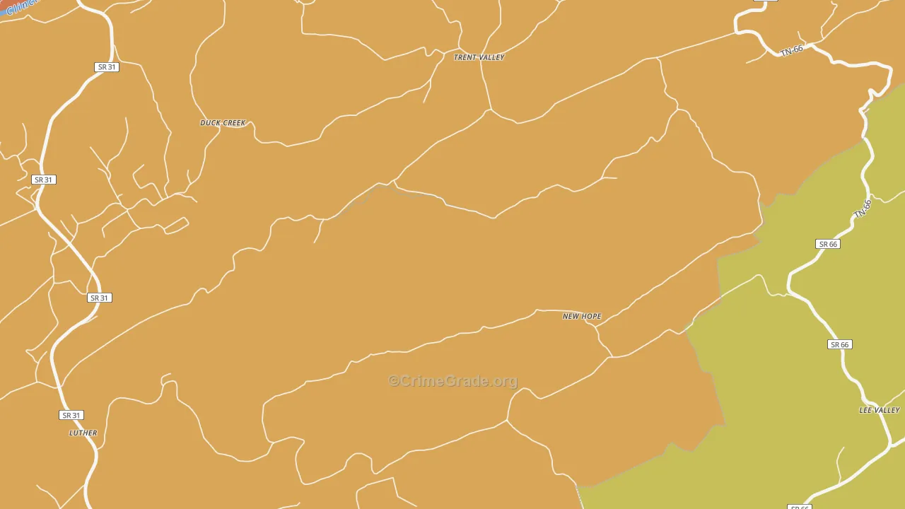 Trent Valley, TN Map of Drug-Related Crime Rates