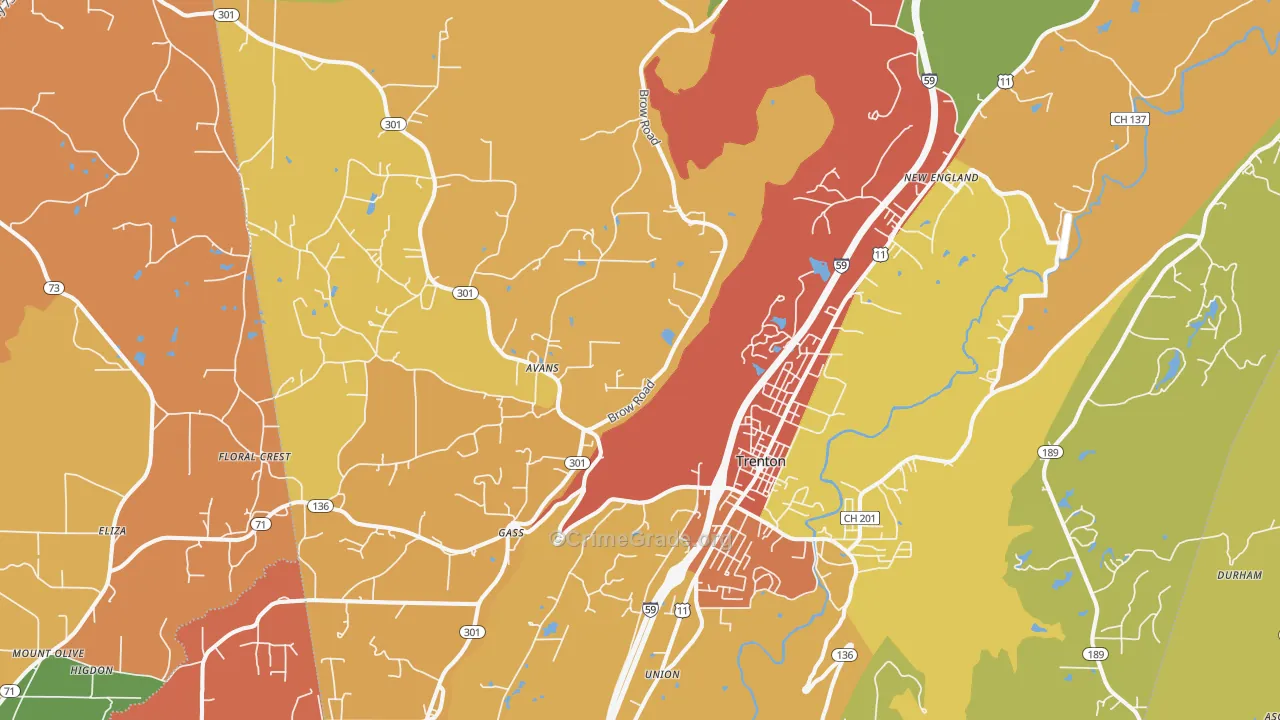 Trenton, GA Map of Drug-Related Crime Rates