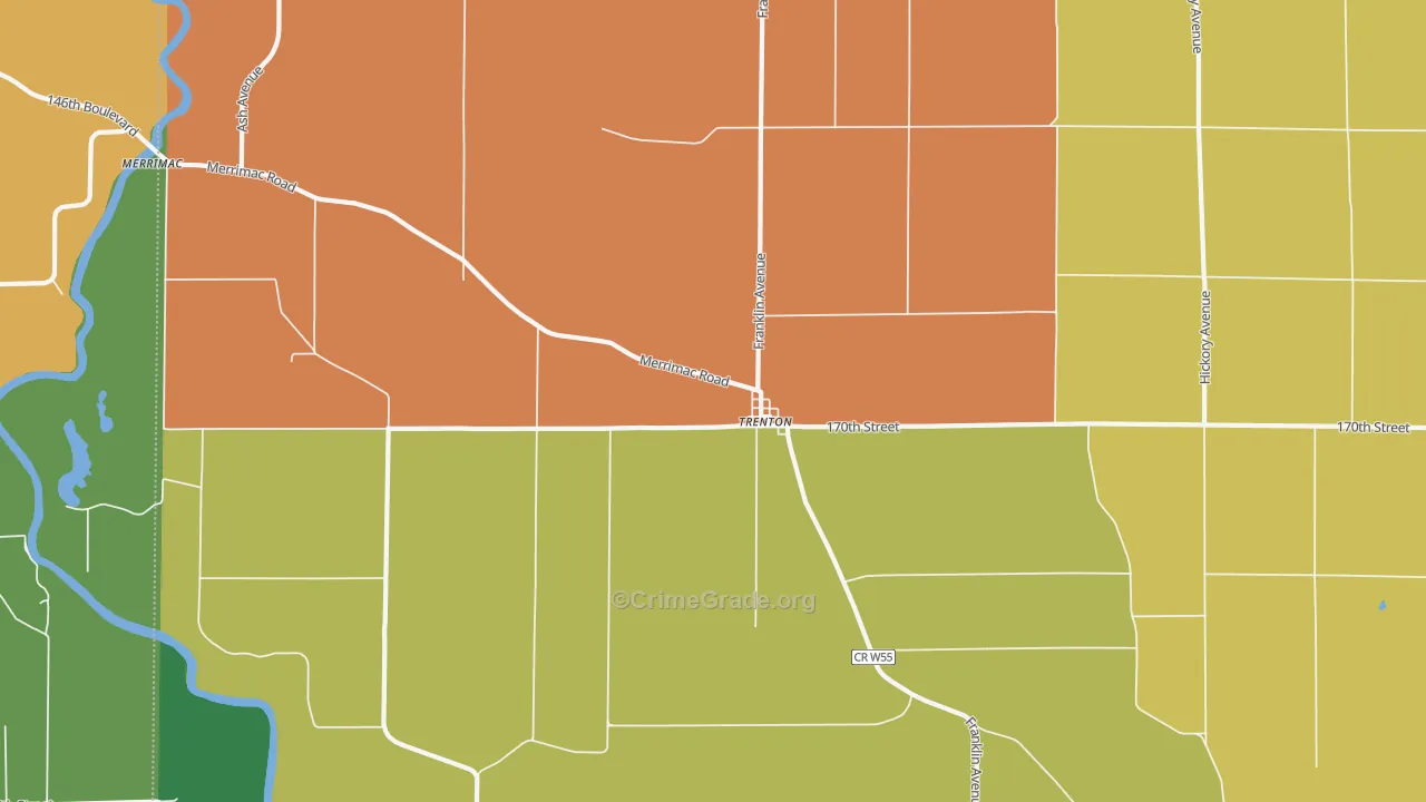 Trenton, IA Map of Drug-Related Crime Rates
