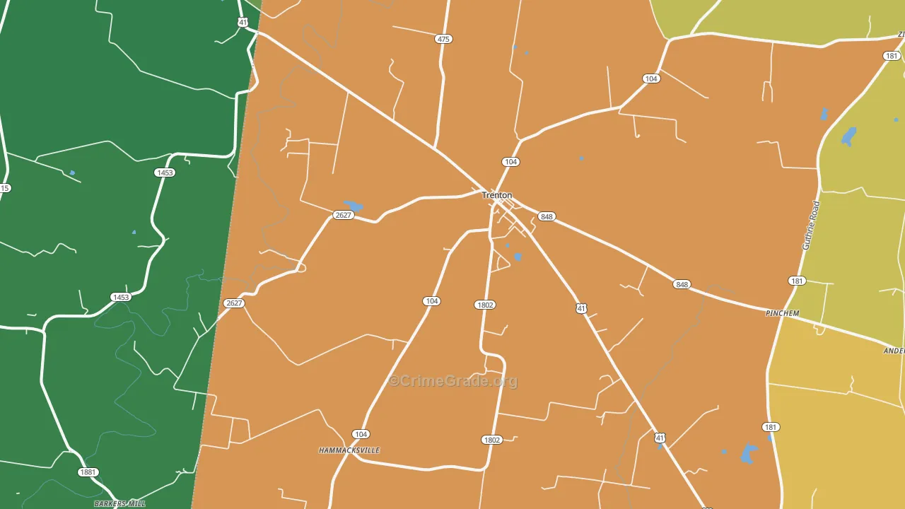 Trenton, KY Map of Drug-Related Crime Rates