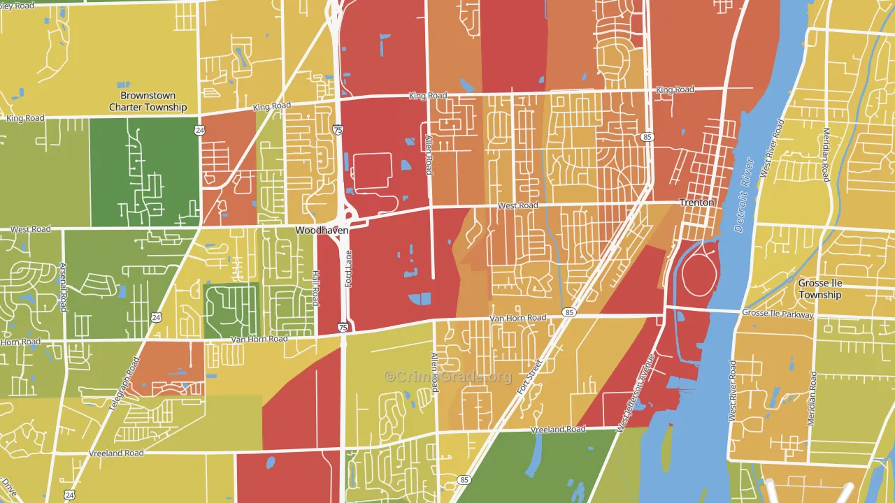 Trenton, MI Map of Drug-Related Crime Rates