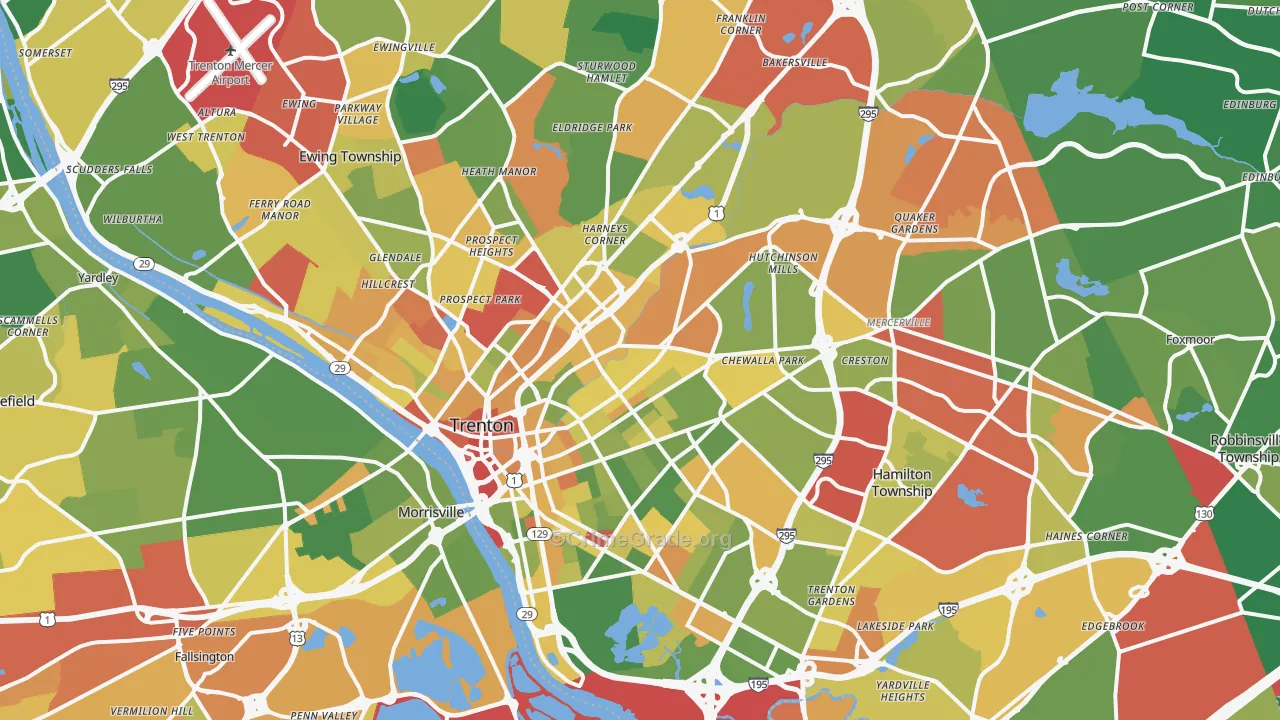 Trenton, NJ Map of Drug-Related Crime Rates
